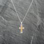 Second Hand 9ct Two Colour Gold Embossed Cross Pendant & 18 Inch Curb Chain 41143041