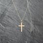 Second Hand 9ct Yellow Gold Plain Cross Pendant & 18 Inch Curb Chain 41143042