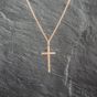 Second Hand 9ct Rose Gold Engraved Cross Pendant & 18 Inch Curb Chain 41143050