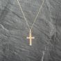 Second Hand 9ct Yellow Gold Engraved Cross Pendant & 18 Inch Curb Chain 41143051