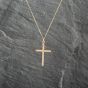Second Hand 9ct Yellow Gold Plain Millenium Cross Pendant & 18 Inch Curb Chain 41143053