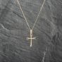 Second Hand 9ct Yellow Gold Cross Pendant & 18 Inch Curb Chain 41143054