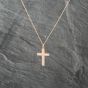 Second Hand 9ct Rose Gold Cross Pendant & 18 Inch Curb Chain 41143061
