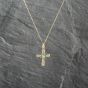 Second Hand 9ct Yellow Gold Emerald Fancy Cross Pendant & 18 Inch Curb Chain 41143062