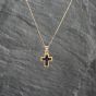 Second Hand 9ct Yellow Gold Sapphire Small Cross Pendant & 18 Inch Curb Chain 41143064