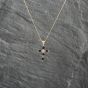 Second Hand 9ct Yellow Gold Sapphire & Diamond Cross Pendant & 18 Inch Curb Chain 41143065