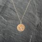 Second Hand 9ct Yellow Gold Round St Christopher Pendant & 18 Inch Curb Chain 41143067