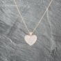 Second Hand 9ct Yellow Gold Brilliant Cut Diamond Pave Heart Pendant & 16 Inch Box Chain 41143072