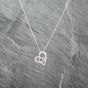 Second Hand 9ct White Gold 0.10ct Brilliant Cut Diamond Open Heart Double Pendant & 18 Inch Curb Chain 41143074
