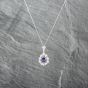 Second Hand 18ct White Gold Sapphire & Brilliant Cut Diamond Ornate Gemstone Pendant & 18 Inch Curb Chain 41143079