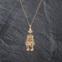 Second Hand 9ct Yellow Gold Multi Stone Clown Pendant & 18 Inch Curb Chain 41143089