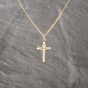 Second Hand 9ct Yellow Gold Crucifix Cross Pendant & 18 Inch Curb Chain 41143101