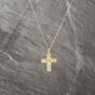Second Hand 9ct Yellow Gold Engraved Cross Pendant & 18 Inch Curb Chain 41143104