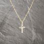 Second Hand 9ct Two Colour Gold Cubic Zirconia Cross Pendant & 18 Inch Curb Chain 41143106