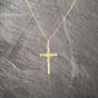Second Hand 9ct Yellow Gold Crucifix Cross Pendant & 18 Inch Curb Chain 41143107
