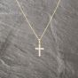 Second Hand 9ct Yellow Gold Cubic Zirconia Cross Pendant & 18 Inch Curb Chain 41143108