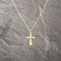 Second Hand 9ct Yellow Gold Engraved Cross Pendant & 20 Inch Curb Chain 41143109