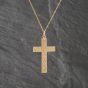 Second Hand 9ct Yellow Gold Bark Texture Cross Pendant & 18 Inch Curb Chain 41143114