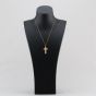 Second Hand 9ct Yellow Gold Bark Texture Cross Pendant & 18 Inch Curb Chain 41143114