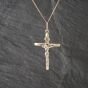 Second Hand 9ct Two Colour Gold Crucifix Cross Pendant & 18 Inch Curb Chain 41143115