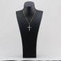 Second Hand 9ct Two Colour Gold Crucifix Cross Pendant & 18 Inch Curb Chain 41143115