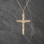 Second Hand 9ct Yellow Gold Crucifix Cross Pendant & 16 Inch Curb Chain 41143116