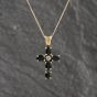 Second Hand Yellow Gold Sapphire & 0.05ct Diamond Set Cross Pendant & 18 Inch Curb Chain 41143119