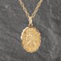 Second Hand 9ct Yellow Gold Oval Double Sided St Christopher Pendant & 22 Inch Prince Of Wales Chain 41143123