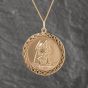 Second Hand 9ct Yellow Gold Round St Christopher Pendant & 18 Inch Curb Chain 41143125