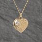 Second Hand 9ct Two Colour Gold I Love You Heart Locket Pendant & 18 Inch Curb Chain 41143128