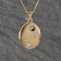 Second Hand 9ct Two Colour Gold Paw Prints Oval Locket Pendant & 18 Inch Curb Chain 41143129