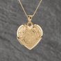 Second Hand Yellow Gold Patterned Heart Locket Pendant & 18 Inch Curb Chain 41143132