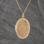 Second Hand 9ct Yellow Gold Engraved Oval Locket Pendant & 16 Inch Curb Chain 41143135
