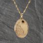 Second Hand 9ct Yellow Gold Patterned Oval Locket Pendant & 18 Inch Curb Chain 41143137