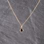 Second Hand 9ct Yellow Gold Sapphire Circular Rubover Set Pendant & 16 Inch Curb Chain 41143158