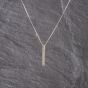 Second Hand 9ct White Gold Diamond Bar Drop Pendant & 19 Inch Box Chain 41143165