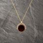 Second Hand Vintage 9ct Yellow Gold Multi Stone Round Swivel Pendant & 24 Inch Curb Chain 41143182