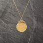 Second Hand Vintage 9ct Yellow Gold Round Engraved Locket Pendant & 18 Inch Prince Of Wales Chain 41143184