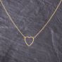 Second Hand 9ct Yellow Gold Open Heart Pendant & 14 Inch Curb Chain 41143186