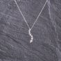Second Hand 9ct White Gold 0.25ct Brilliant Cut Diamond Wave Dropper Pendant & 18 Inch Curb Chain 41143190