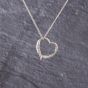 Second Hand 9ct White Gold 0.02ct Diamond Open Heart Slider Pendant & 15 Inch Curb Chain 41143191