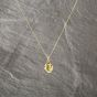 Second Hand 9ct Yellow Gold Peridot & Diamond Oval Pendant & 18 Inch Curb Chain 41143215