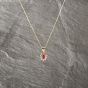 Second Hand 9ct Yellow Gold Synthetic Stone & 0.03ct Diamond Flower Pendant & 18 Inch Curb Chain 41143222