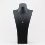 Second Hand 9ct Yellow Gold Synthetic Stone & 0.03ct Diamond Flower Pendant & 18 Inch Curb Chain 41143222