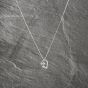 Second Hand 9ct White Gold Cubic Zirconia Heart Slider Pendant & 18 Inch Curb Chain 41143227
