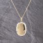 Second Hand Vintage 9ct Yellow Gold Oblong Part Engraved Locket Pendant & 15 Inch Prince Of Wales Chain 41143234