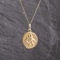 Second Hand 9ct Yellow Gold Round St Christopher Pendant & 18 Inch Curb Chain 41143237
