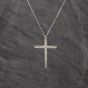 Second Hand 9ct White Gold 0.20ct Brilliant Cut Diamond Set Cross Pendant & 18 Inch Curb Chain 41143243