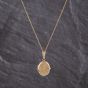 Second Hand 9ct Yellow Gold Engraved Oval Locket Pendant & 18 Inch Curb Chain 41143254