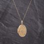 Second Hand 9ct Yellow Gold 0.01ct Brilliant Cut Diamond Engraved Oval Locket Pendant & 18 Inch Curb Chain 41143255